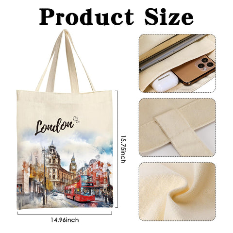 VeloKomo London tote porcelana azul-blanca, estilo atemporal para compras.