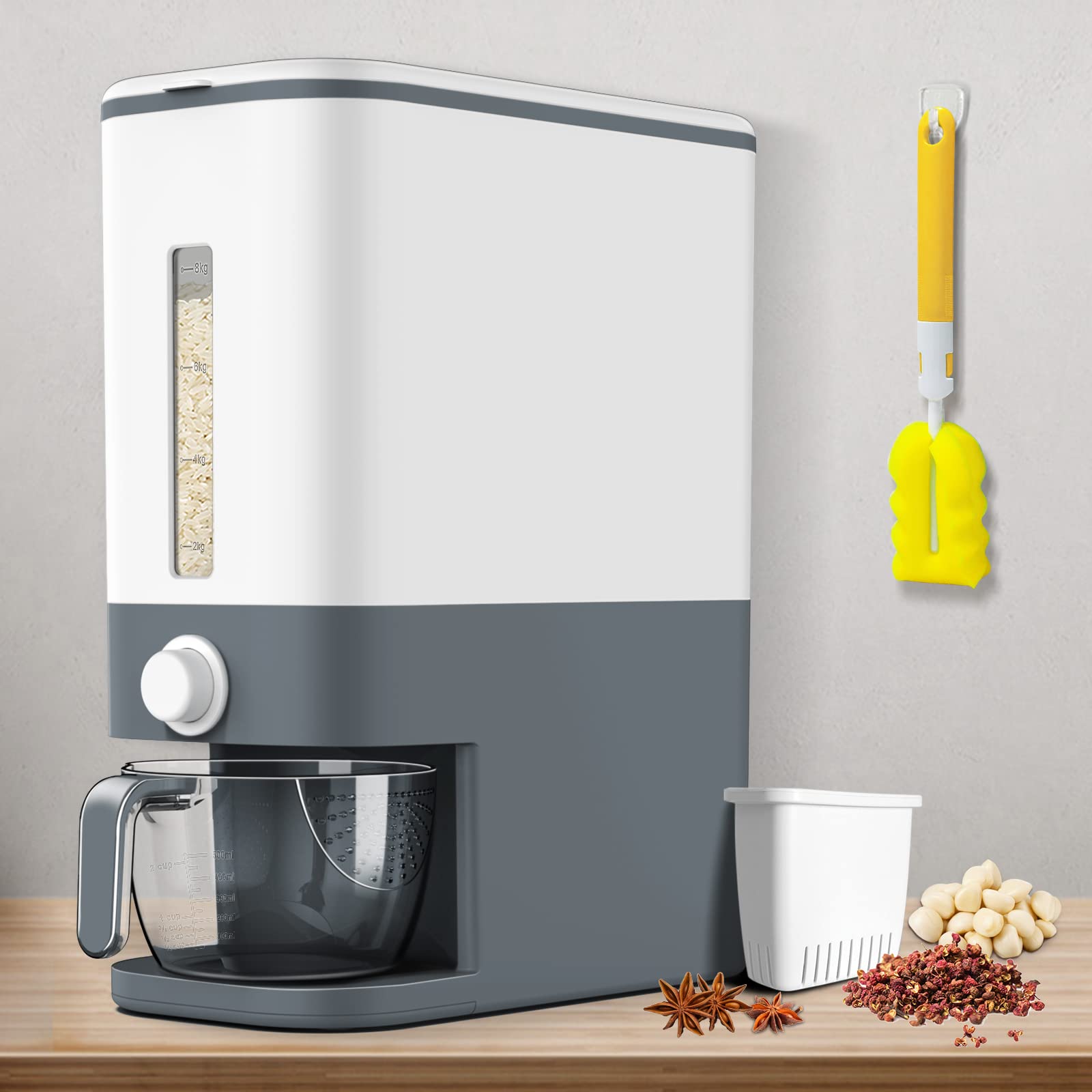 VenDotbi Dispensador de arroz, capacidad 22-25 libras para despensa ordenada.