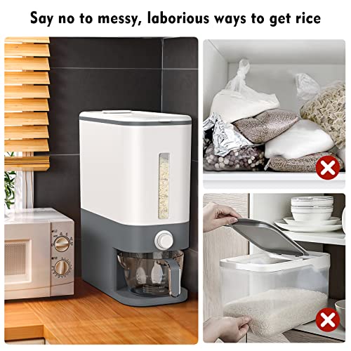VenDotbi Dispensador de arroz con taza medidora integrada facilita porciones exactas.