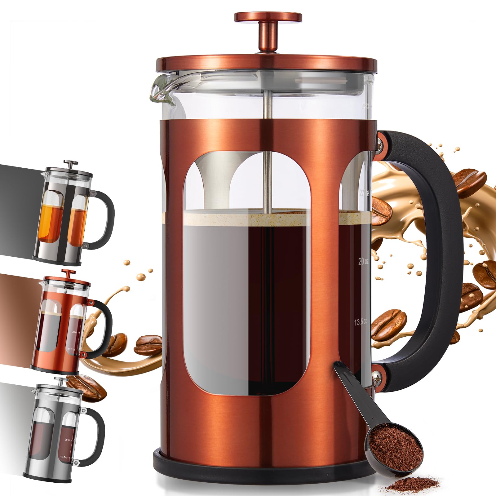 Prensa Francesa Veken 34oz cobre para café intenso en casa
