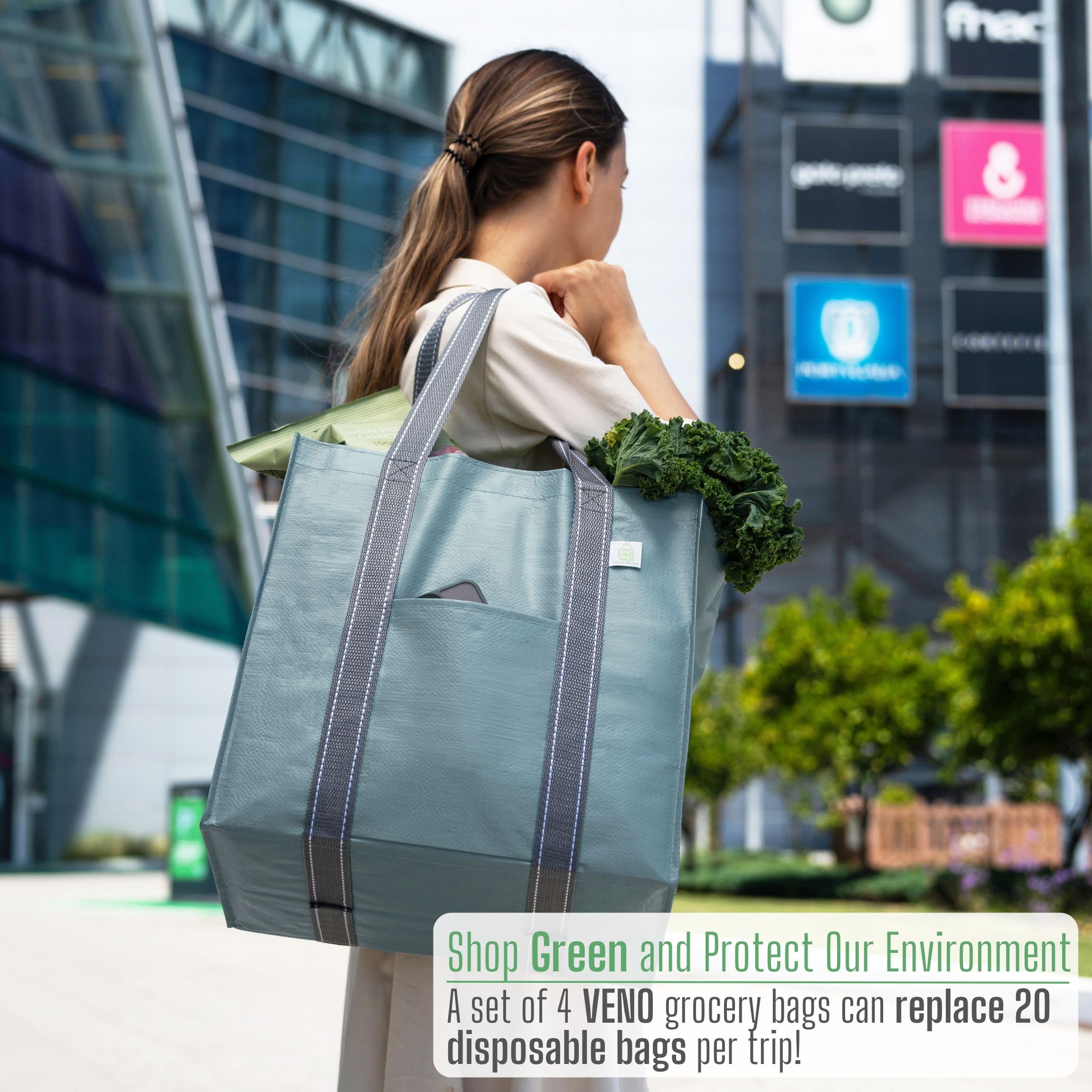 VENO capacidad de 8.7 galones para más compras por viaje.