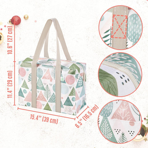 Bolsa VENO Navidad con base rígida mantiene la bolsa erguida al cargar.