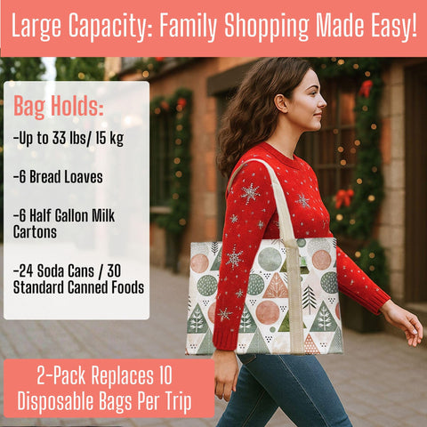 Bolsa VENO Navidad, diseño elegante y multifuncional para compras y viajes.