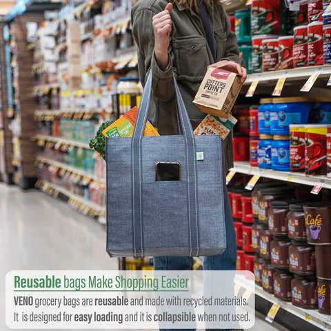 Base dura de VENO mantiene las bolsas erguidas para carga y descarga.