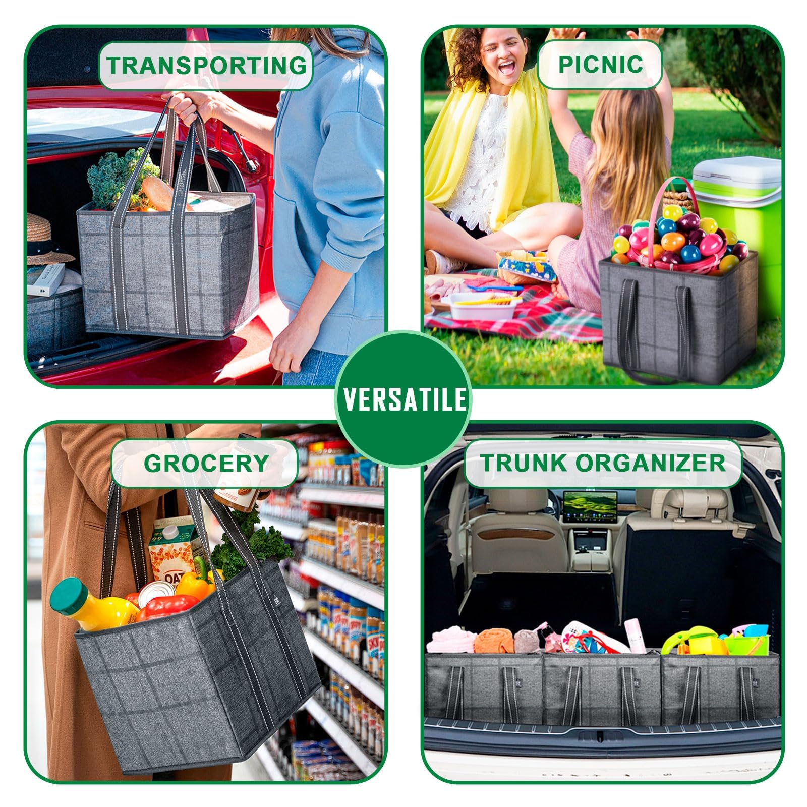 Bolsas VENO plegables para almacenamiento compacto.