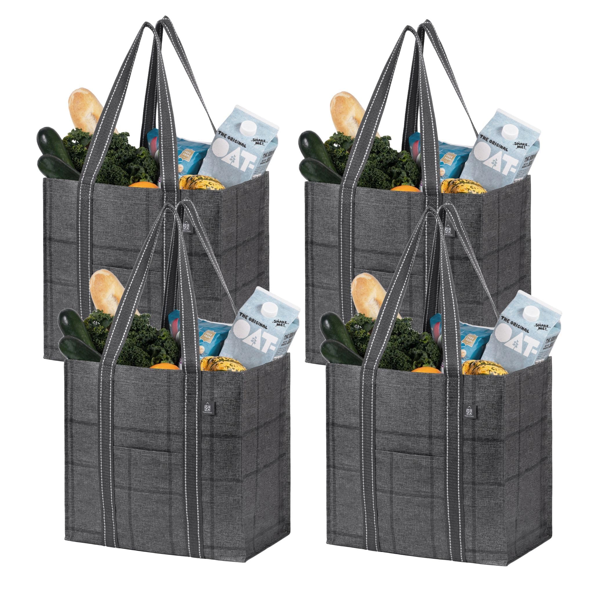 Bolsas VENO Windowpane 4pack frente, gran capacidad para compras fáciles
