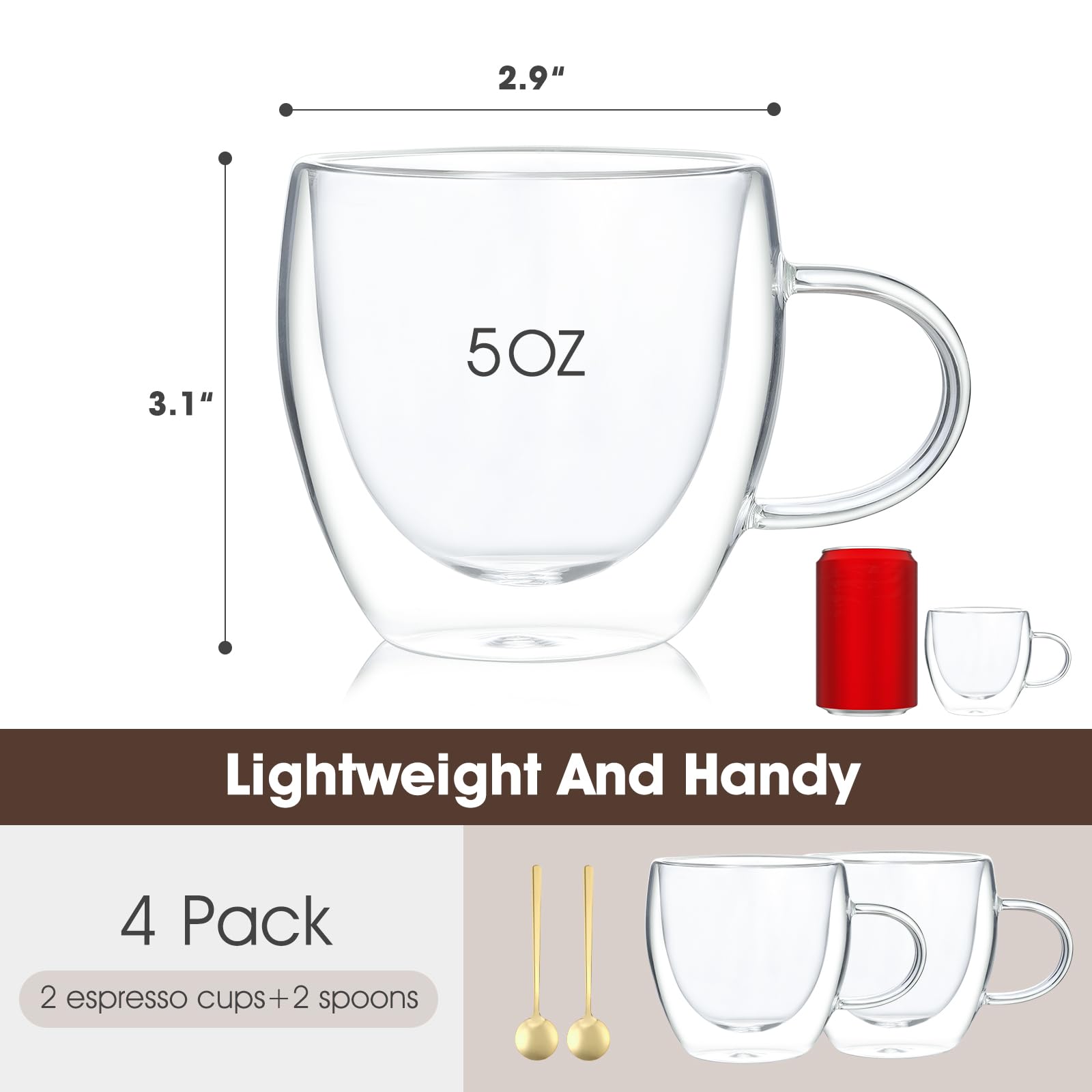 VENVENWEAVS vaso de borosilicato sin plomo, cristal claro para bebidas.
