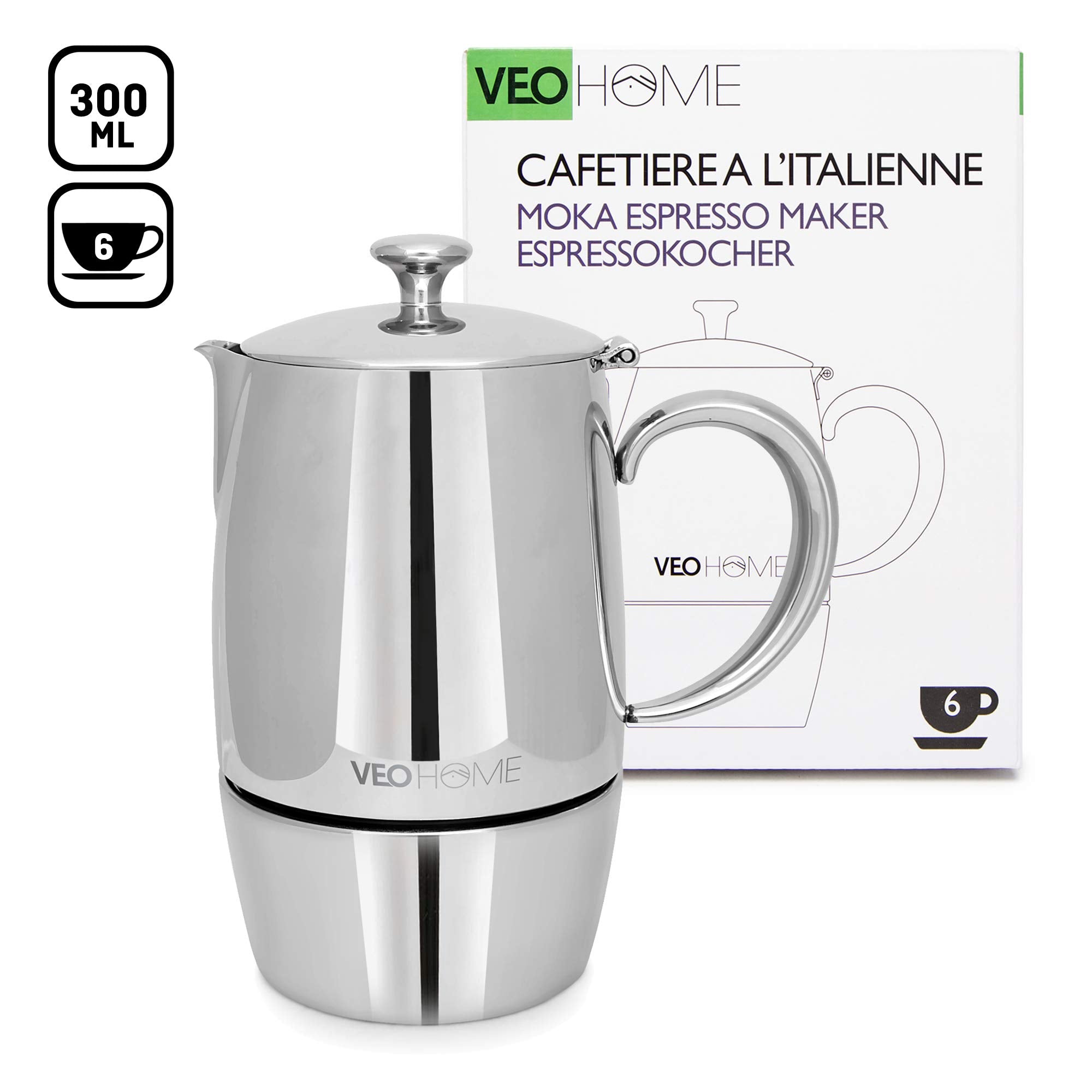 VeoHome diseño durable en acero inox, adecuado para uso diario y larga vida.