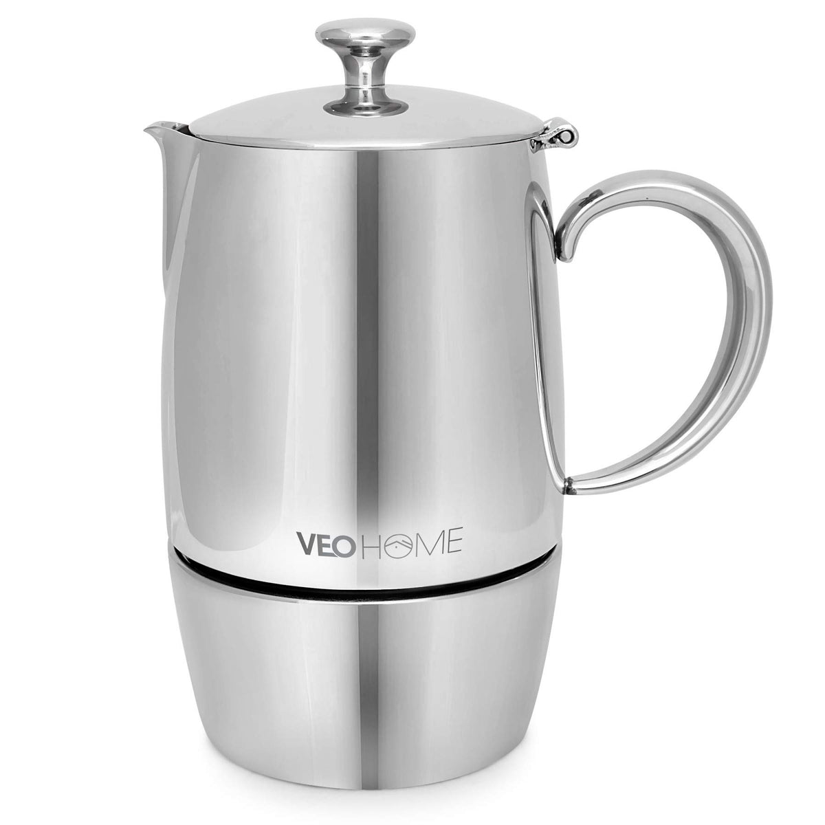 VeoHome cafetera moka para estufa en acero inoxidable, 300 ml, aroma intenso para café matutino.