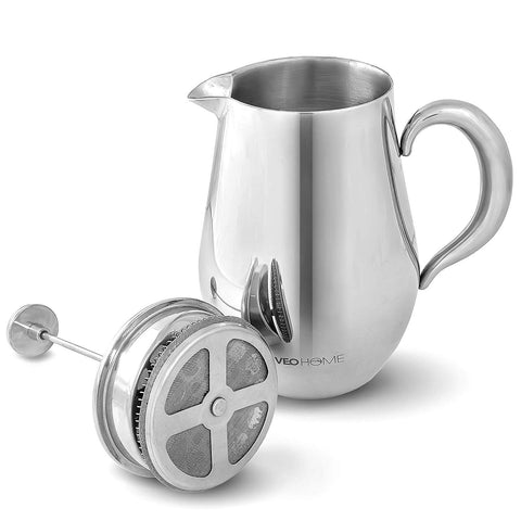 VeoHome cafetera prensa Francesa de 1 litro en acero duradero para café aromático