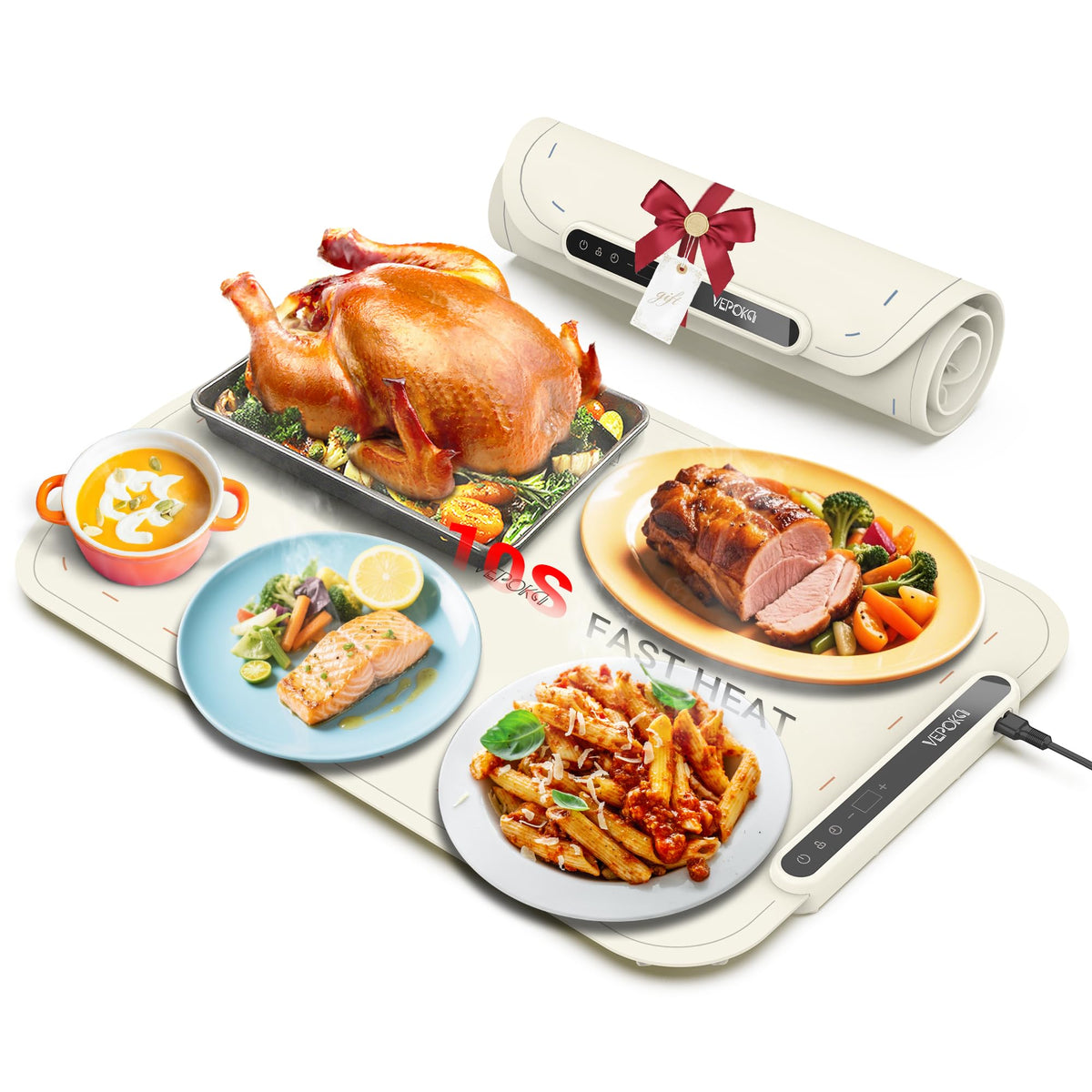 VEPOKA bandeja calentadora uso buffet mantiene aperitivos a punto para reuniones