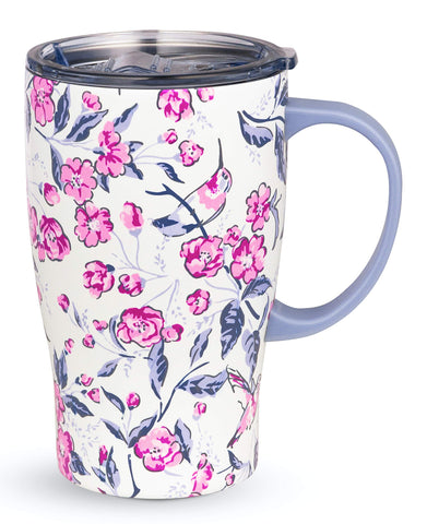 Taza Vera Bradley aislada con asa de 18 onzas para bebidas calientes en viaje.
