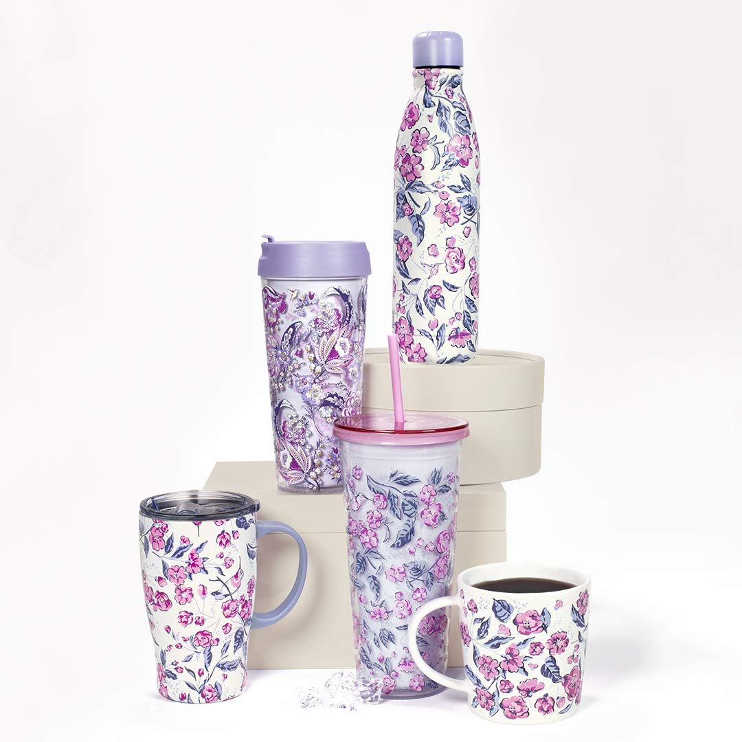 Vera Bradley Taza para viajeros con asa ergonómica.