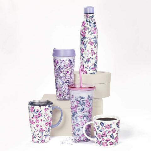Vera Bradley Taza para viajeros con asa ergonómica.