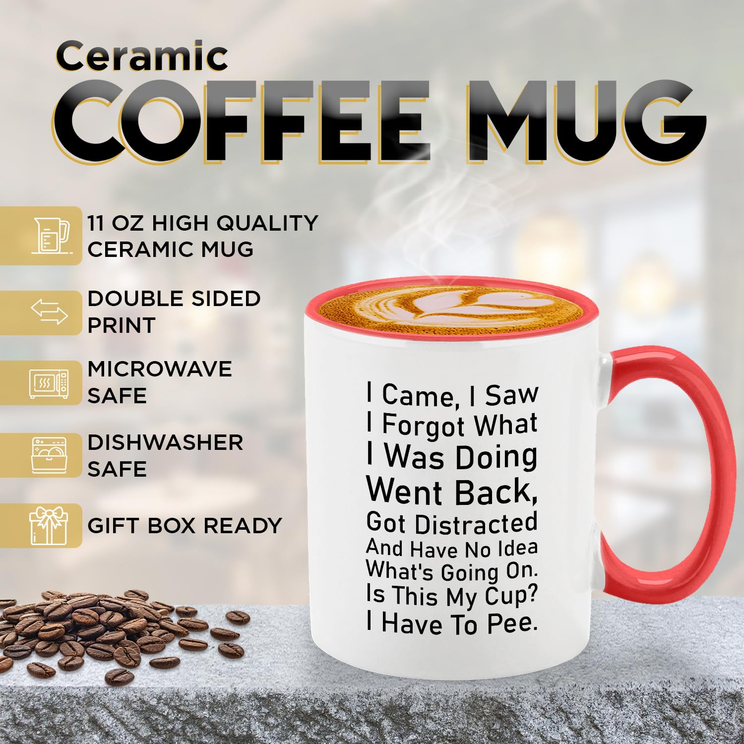 Taza Veracco cerámica 11 onzas, diseño clásico para uso diario