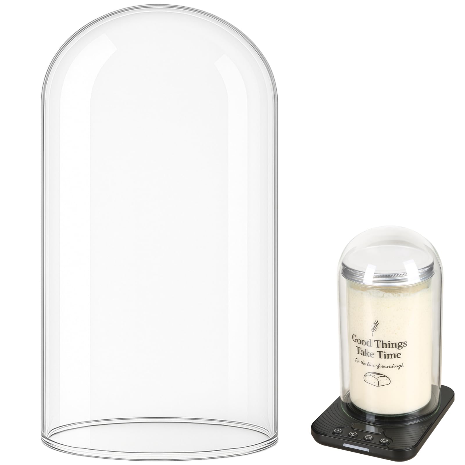 vercclik cúpula de vidrio para masa madre 40oz: monitoriza burbujeo sin perturbar cultivo
