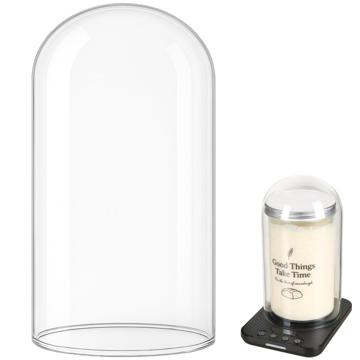 vercclik cúpula de vidrio para masa madre 40oz: monitoriza burbujeo sin perturbar cultivo