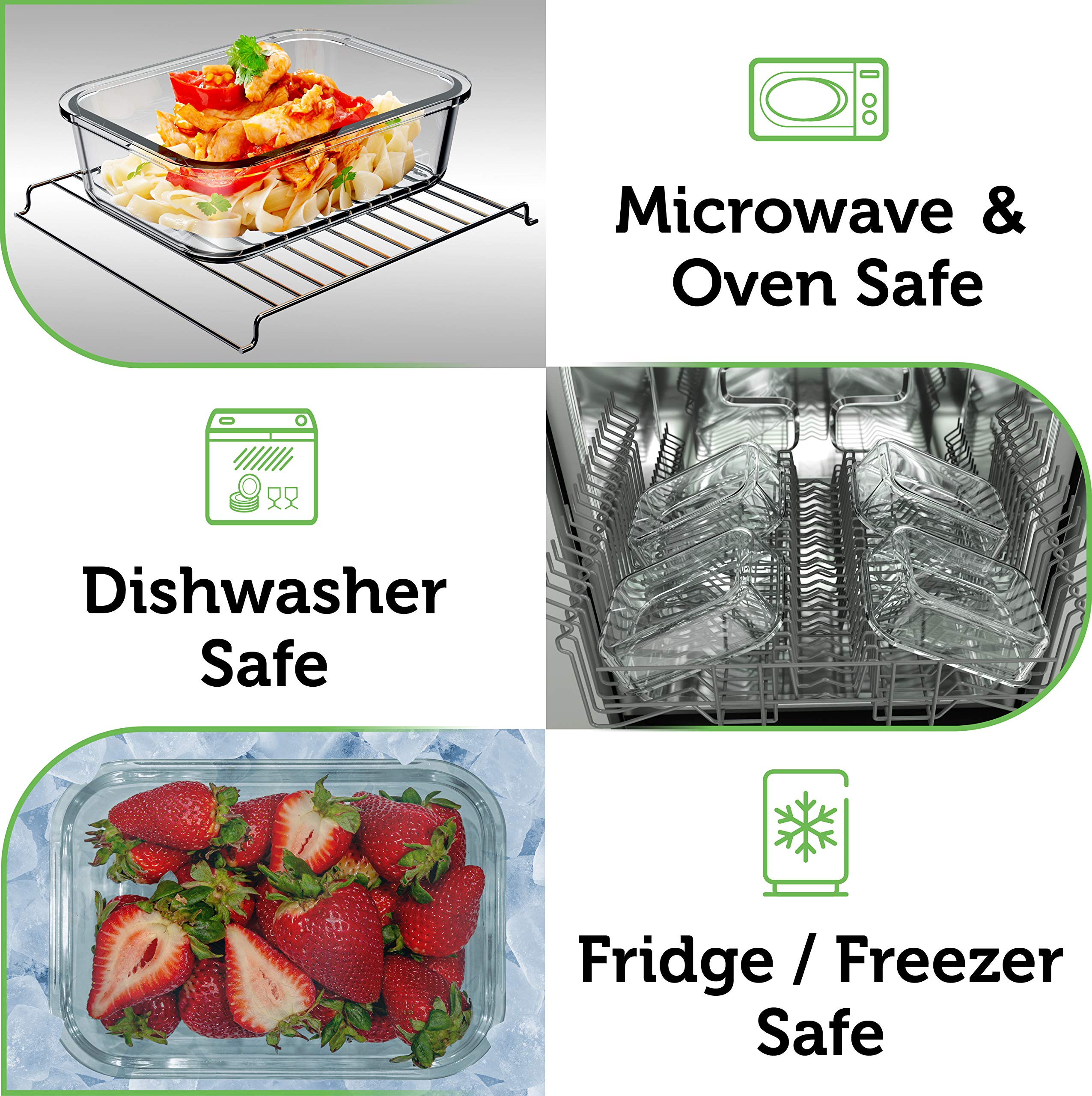 Contenedores Verel aptos para congelar, microondas y horno para preparaciones rápidas.