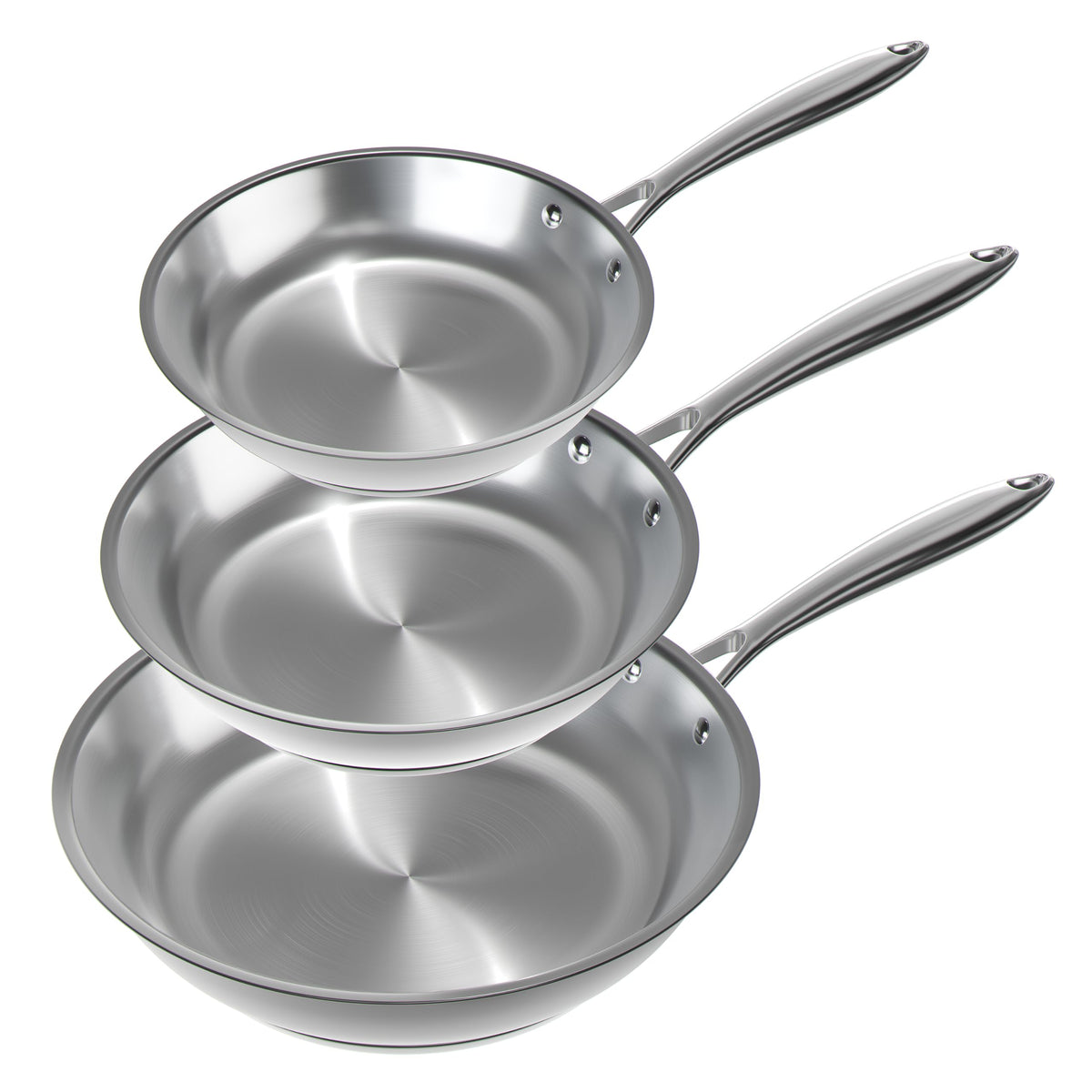 Sartén Verel de 8 pulgadas en acero inoxidable con distribución de calor uniforme.