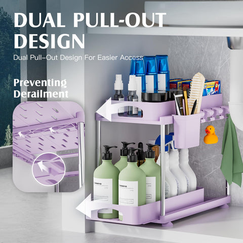 VERIFOST Organizador para cocina, dos estantes, morado, amplio espacio