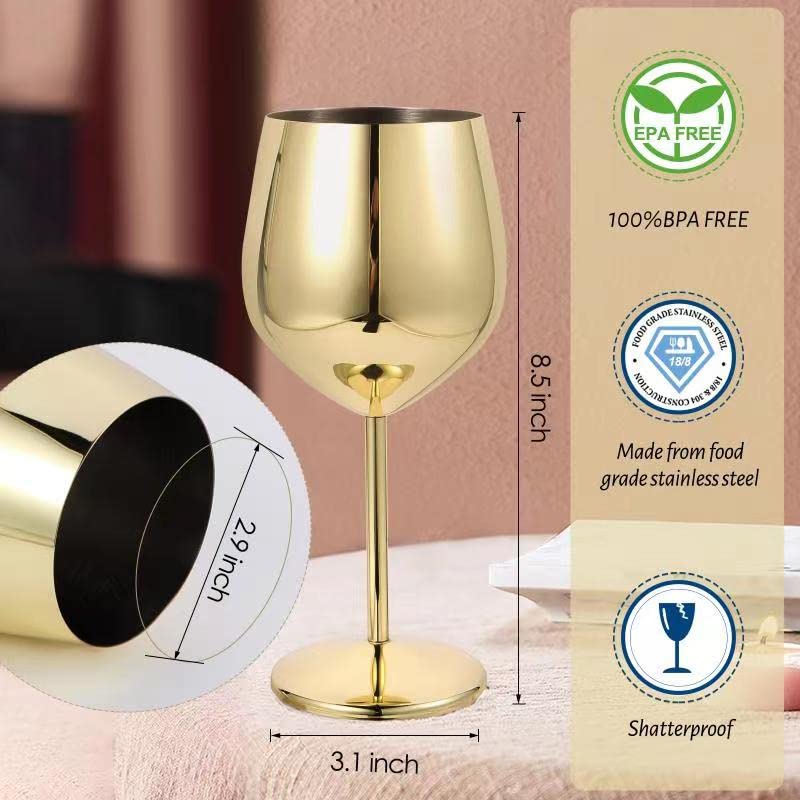 VERISA copa de vino dorada irrompible, ligero diseño para comodidad en la mano