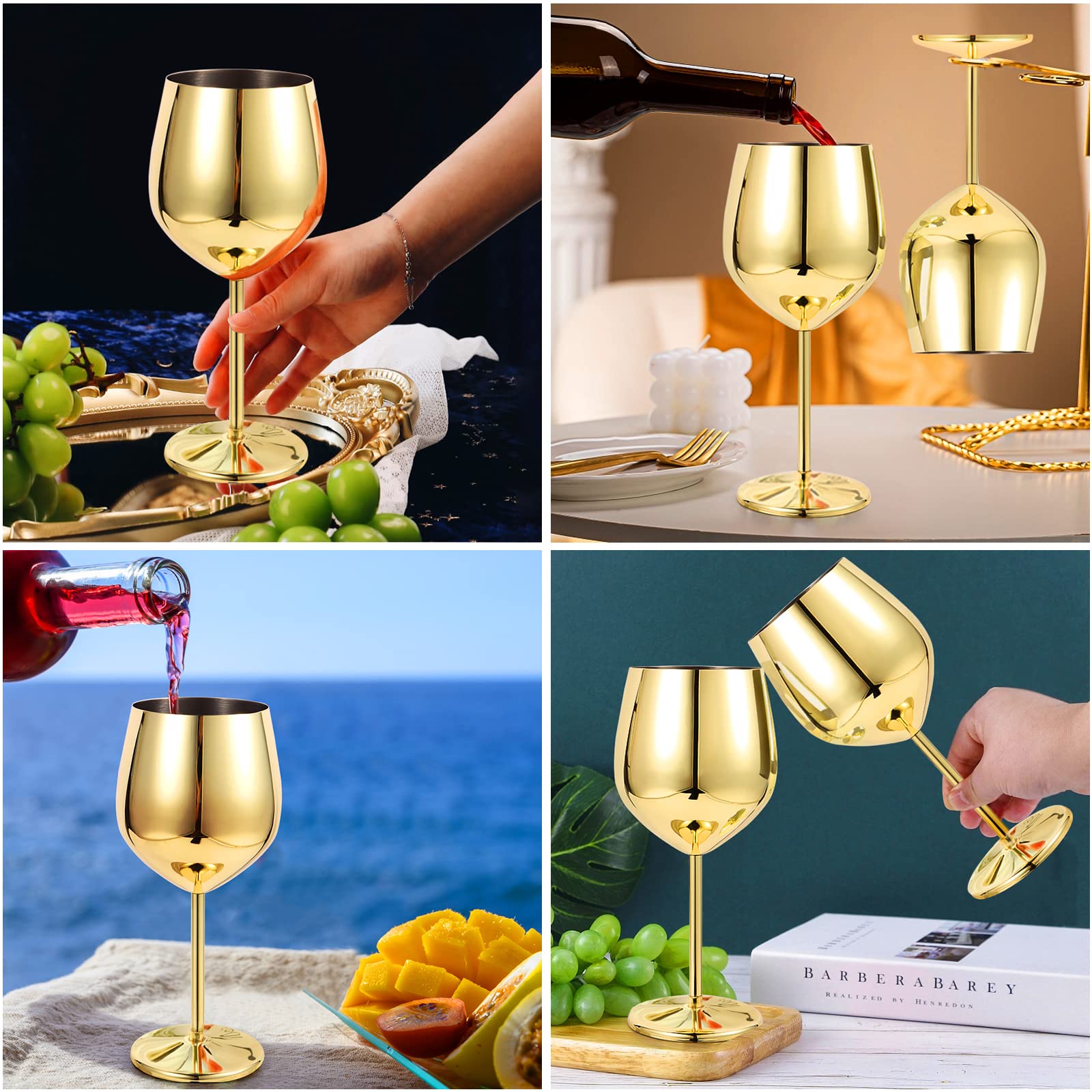VERISA copa de vino dorada irrompible, mejora la experiencia sensorial del aroma