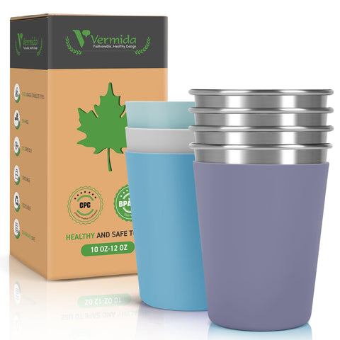 Vermida tazas para niños de doce onzas en acero inoxidable, duraderas para casa.