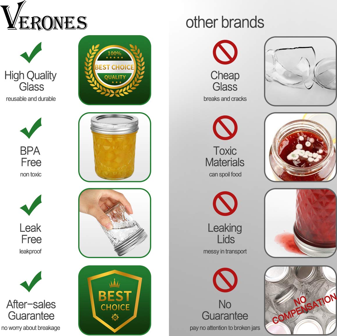 Almacenamiento seguro en heladera y congelador con tarros VERONES Mason.