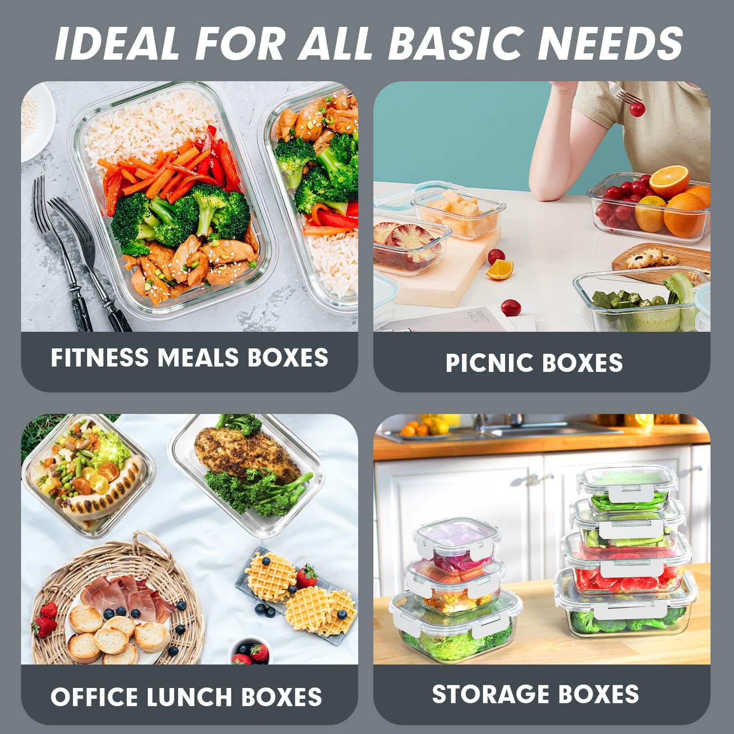 VERONES recipiente vidrio 13-5oz con tapa para snacks