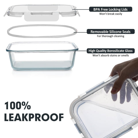 VERONES recipiente vidrio 33-8oz con tapa para porciones grandes