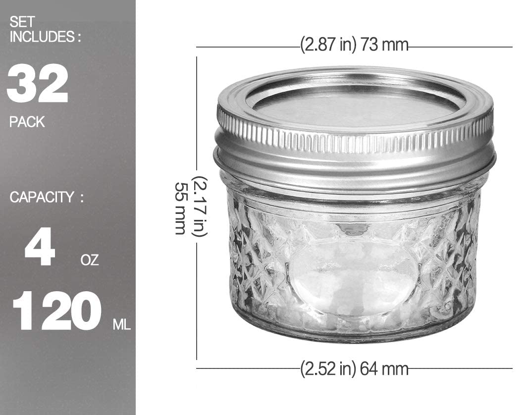 VERONES frascos mason 4oz con aros plateados, cierre seguro para miel y salsas.