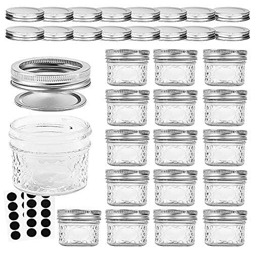 VERONES frascos Mason de 4 oz con tapas plateadas y bandas, ideales para conservas