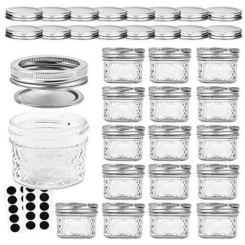 VERONES frascos Mason de 4 oz con tapas plateadas y bandas, ideales para conservas