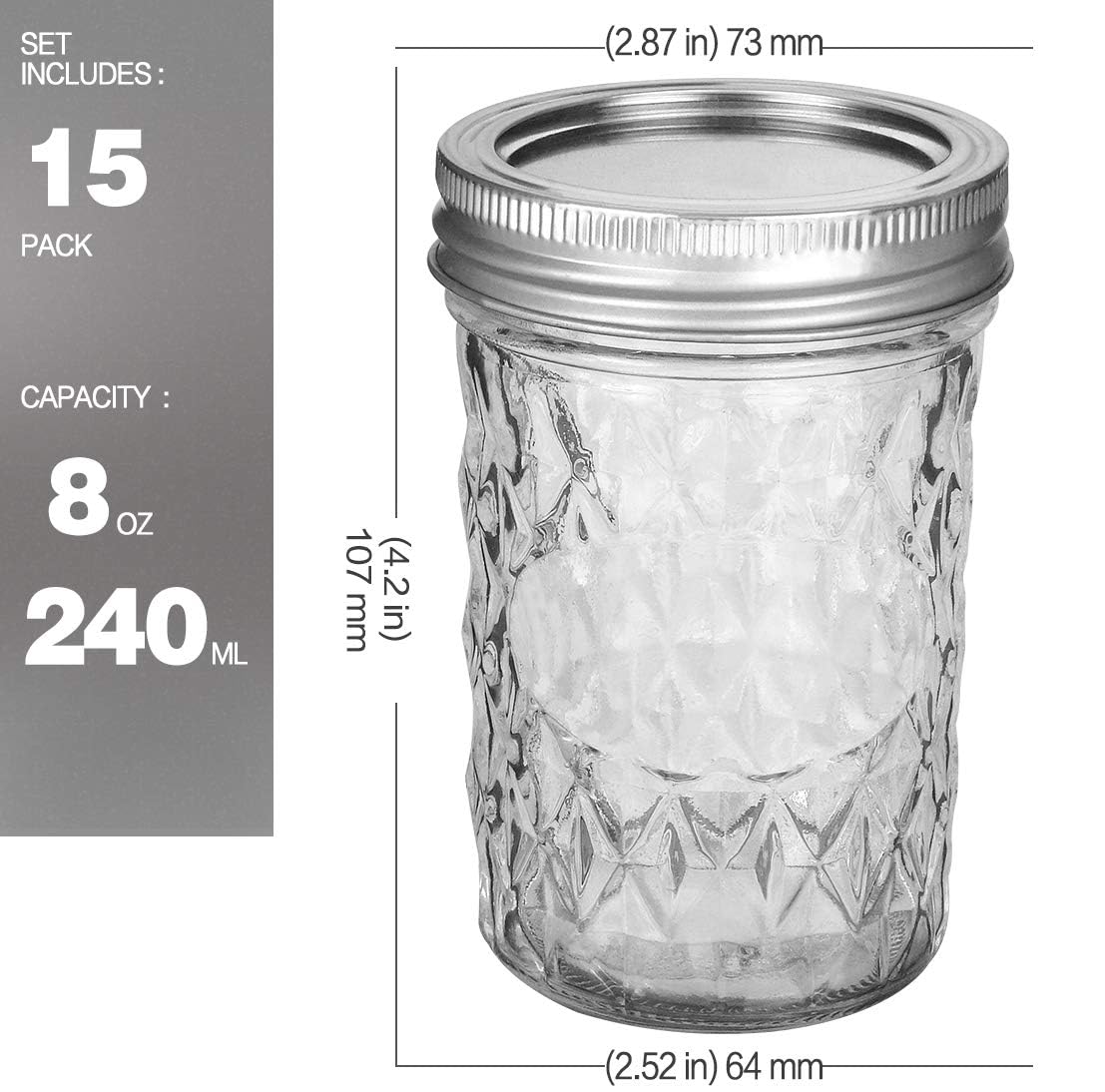 VERONES jarras-vidrio-8oz ideales para uso diario y regalos.