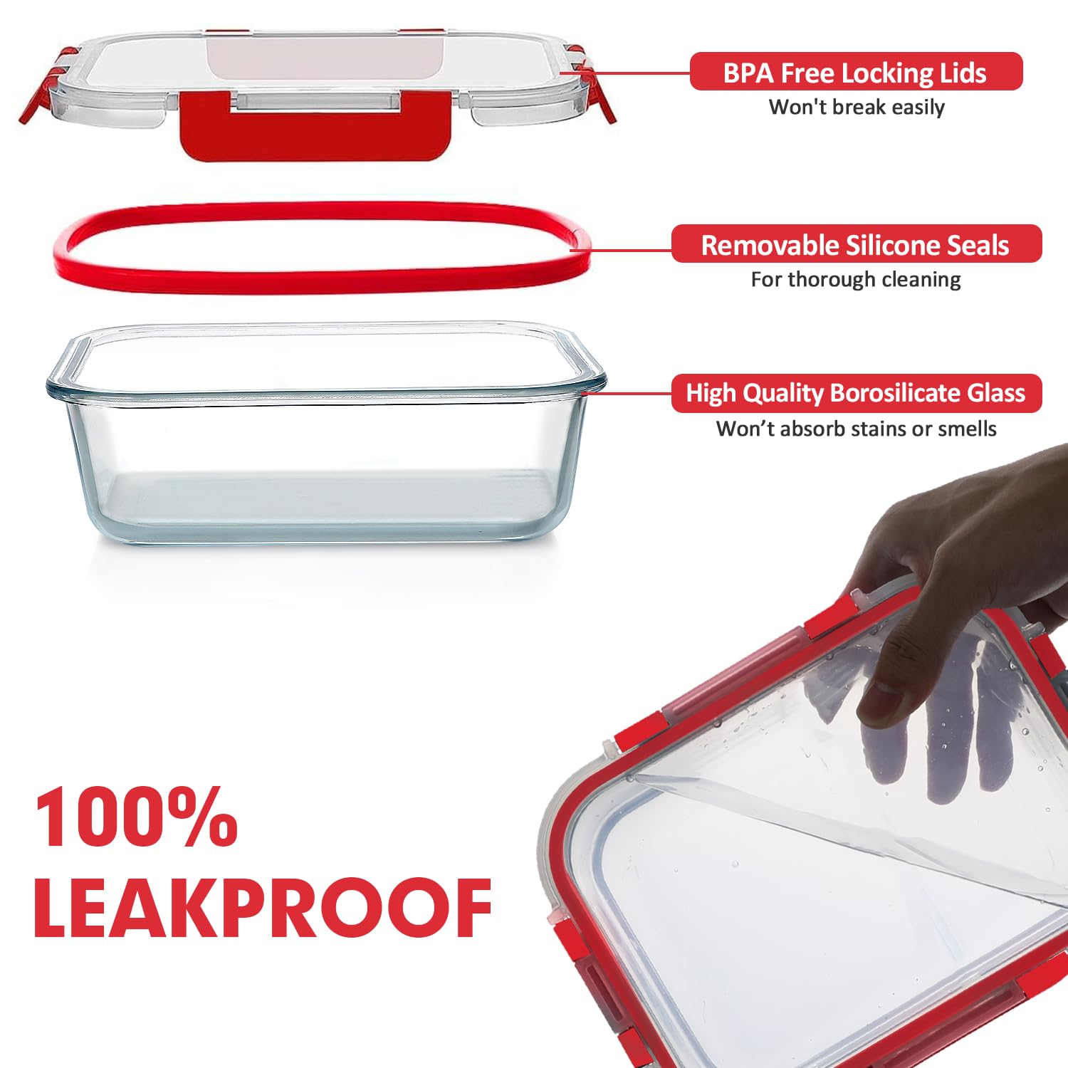 VERONES vidrio borosilicato duradero y sin olores que protege los alimentos