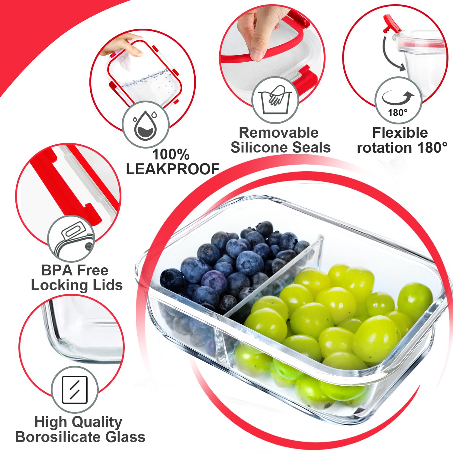 VERONES vidrio borosilicato resistente soporta horneado y almacenamiento.