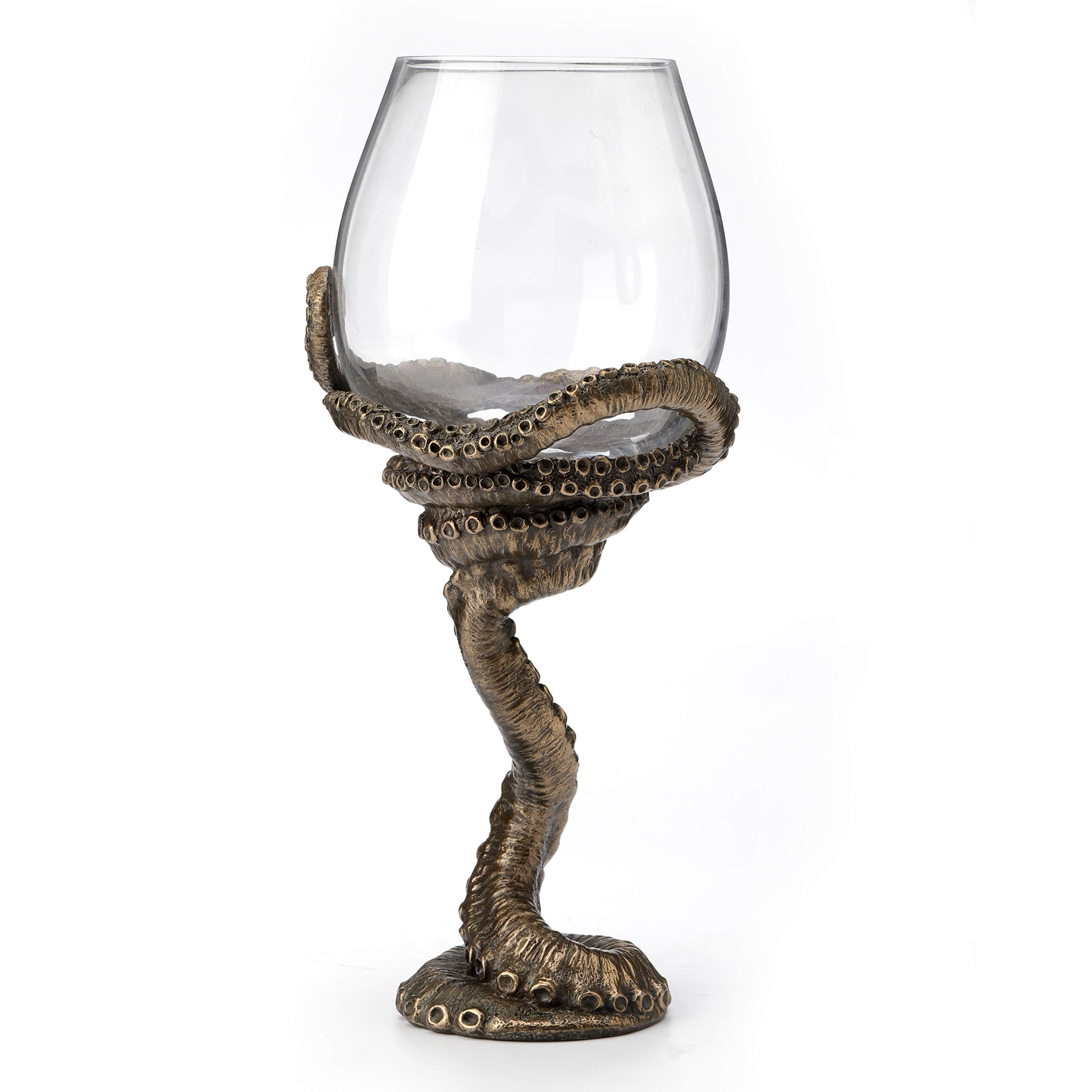 Veronese Design vaso de vino con tentaculo de pulpo, ideal como pieza decorativa.