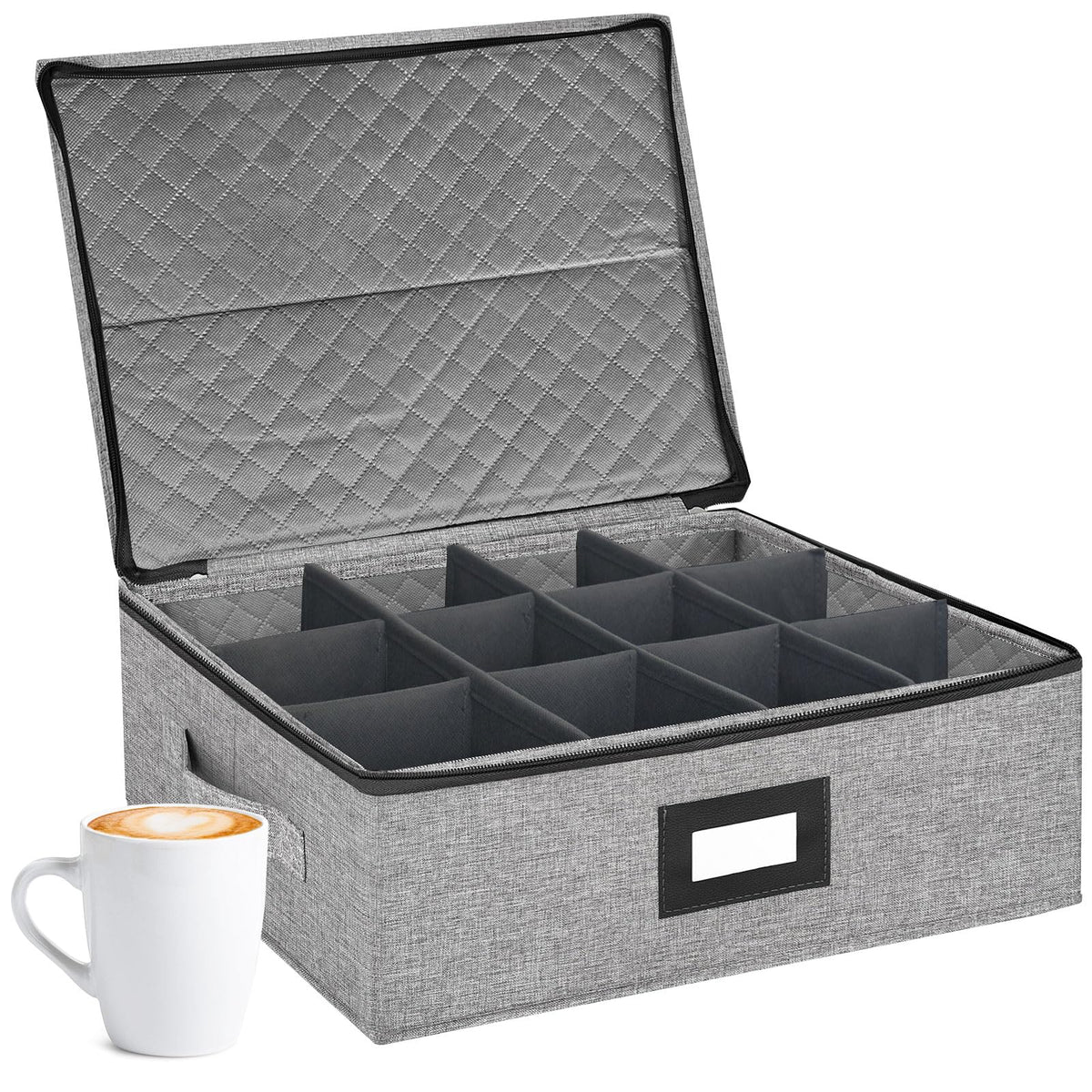 VERONLY caja de almacenamiento para tazas con divisores, mantiene orden en la cocina.