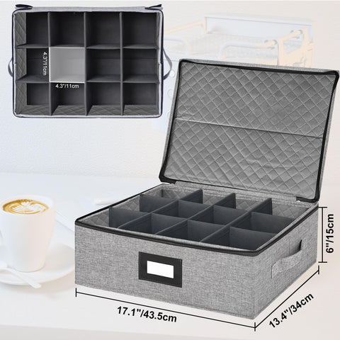 VERONLY caja con divisores interior facilita almacenar varias tazas sin golpes.