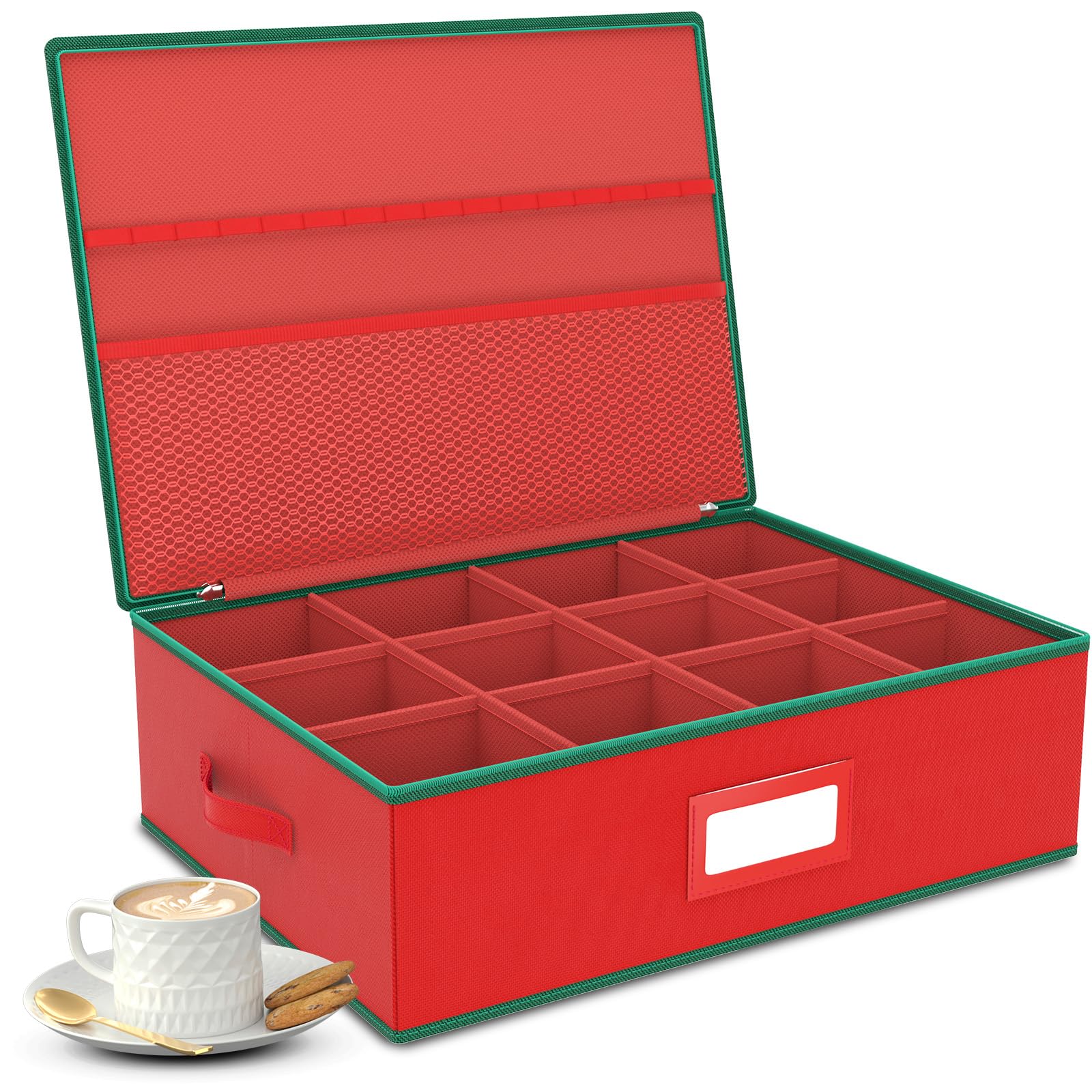 VERONLY caja de almacenamiento para tazas navideñas con tapa protege contra polvo