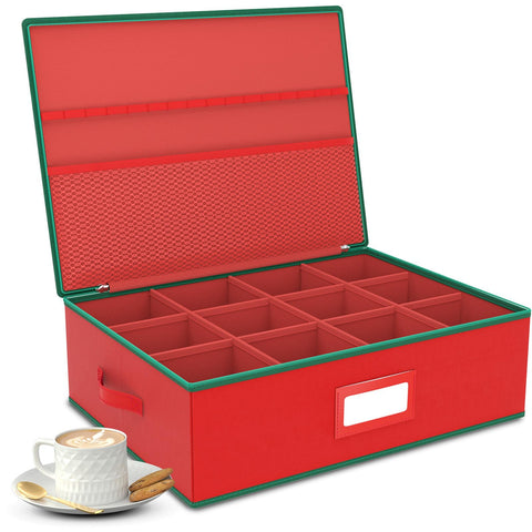 VERONLY caja de almacenamiento para tazas navideñas con tapa protege contra polvo