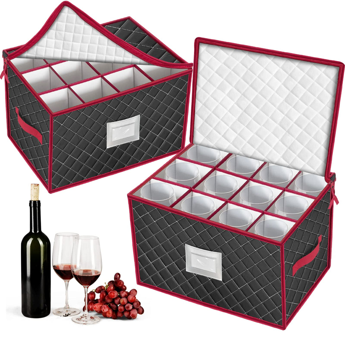 VERONLY cajas de almacenamiento para cristalería con 24 copas y protección.