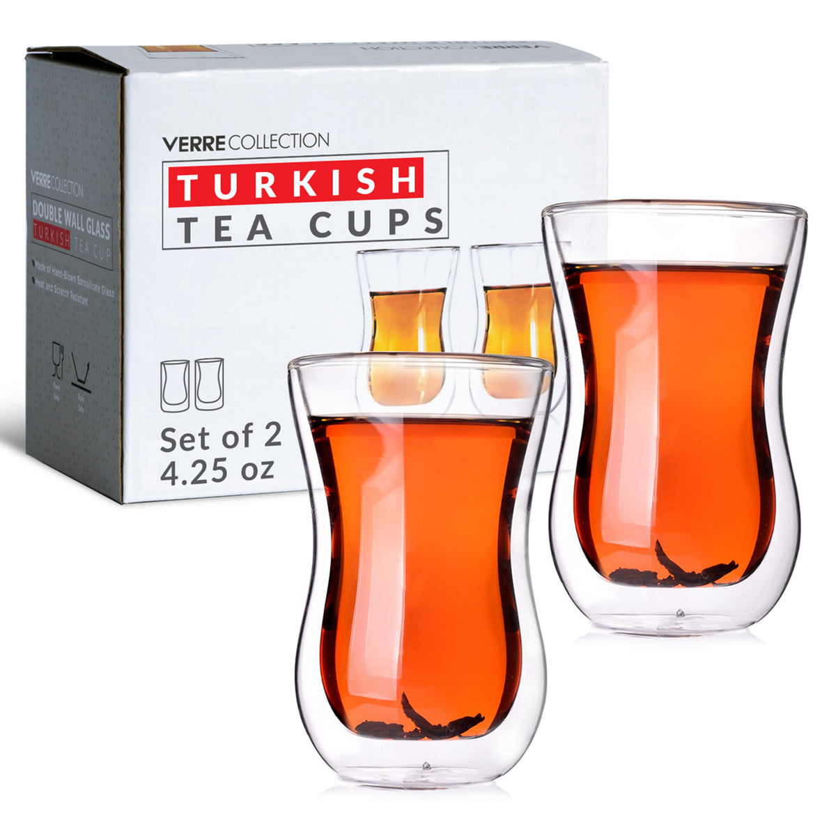 Taza Verre Collection de té turco con doble pared, 125 ml, mantiene el calor.