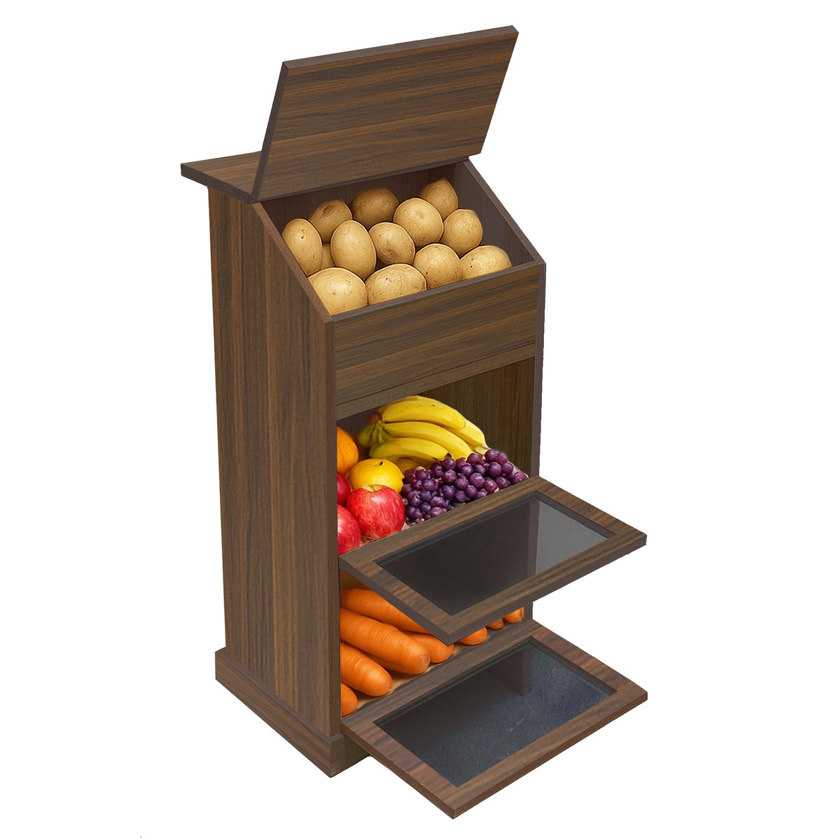 Verssure contenedor papas tres niveles con tapa: organización clara para patatas.