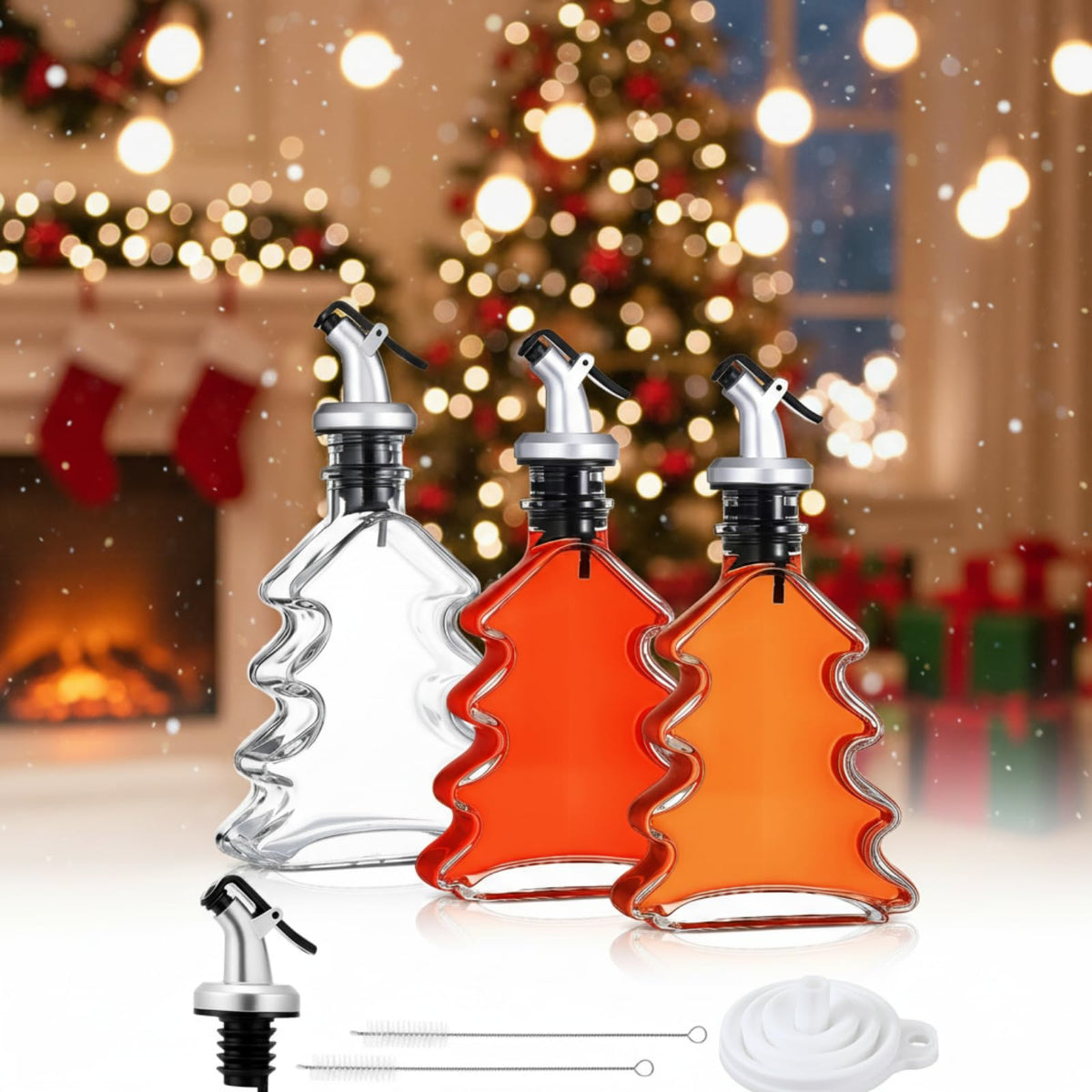 Vesici frasco vidrio con árbol navideño para jarabe, decoración y uso diario