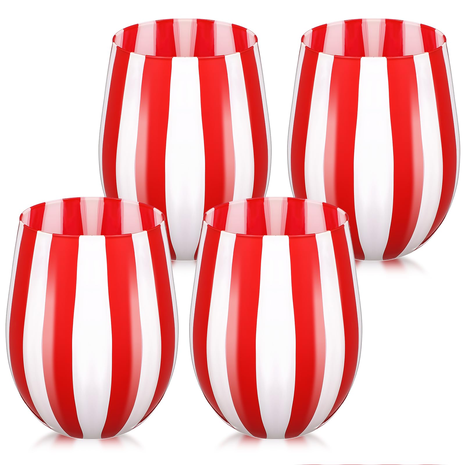 Copa Vesici sin tallo con diseño Bastón de Caramelo rojo y blanco, ideal para brindis festivos.