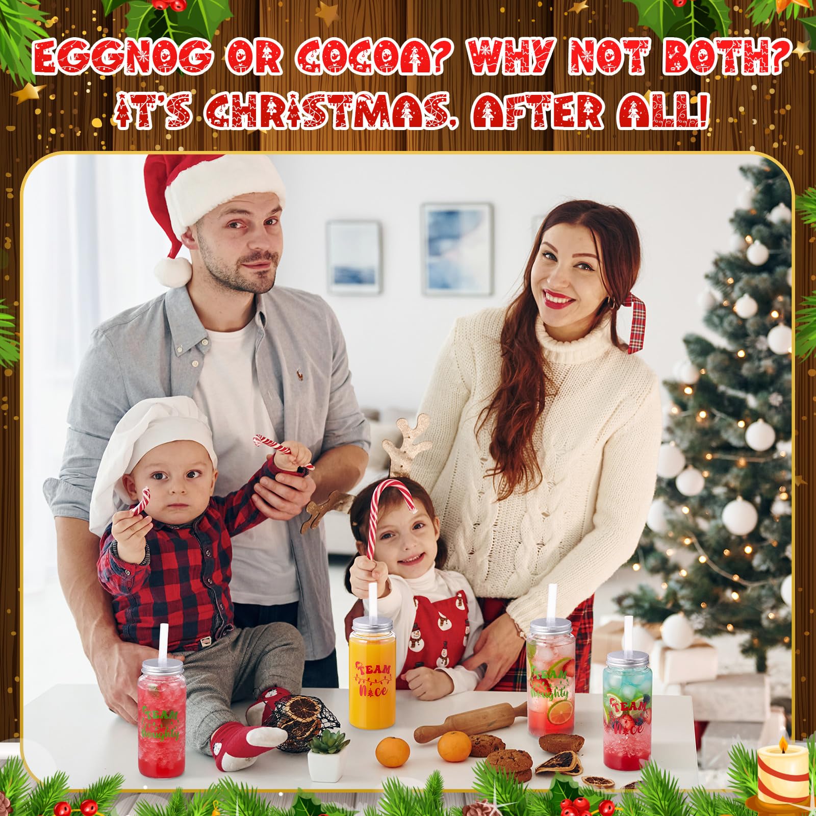 Vesici copas navidad con impresión festiva, aporta estilo a cualquier evento.