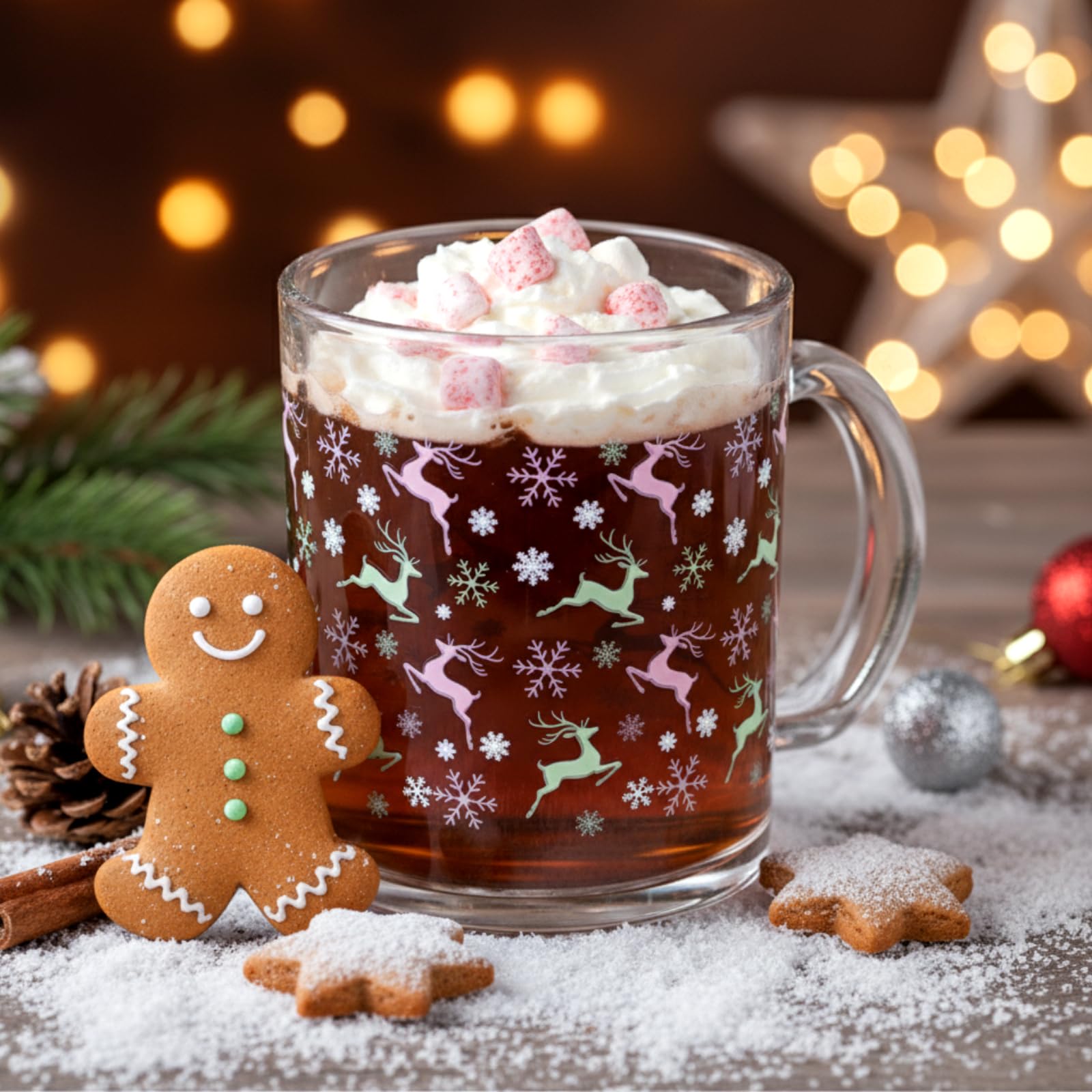 Vesici jarras navidad 12 onzas, borosilicato durable: resisten temperaturas.