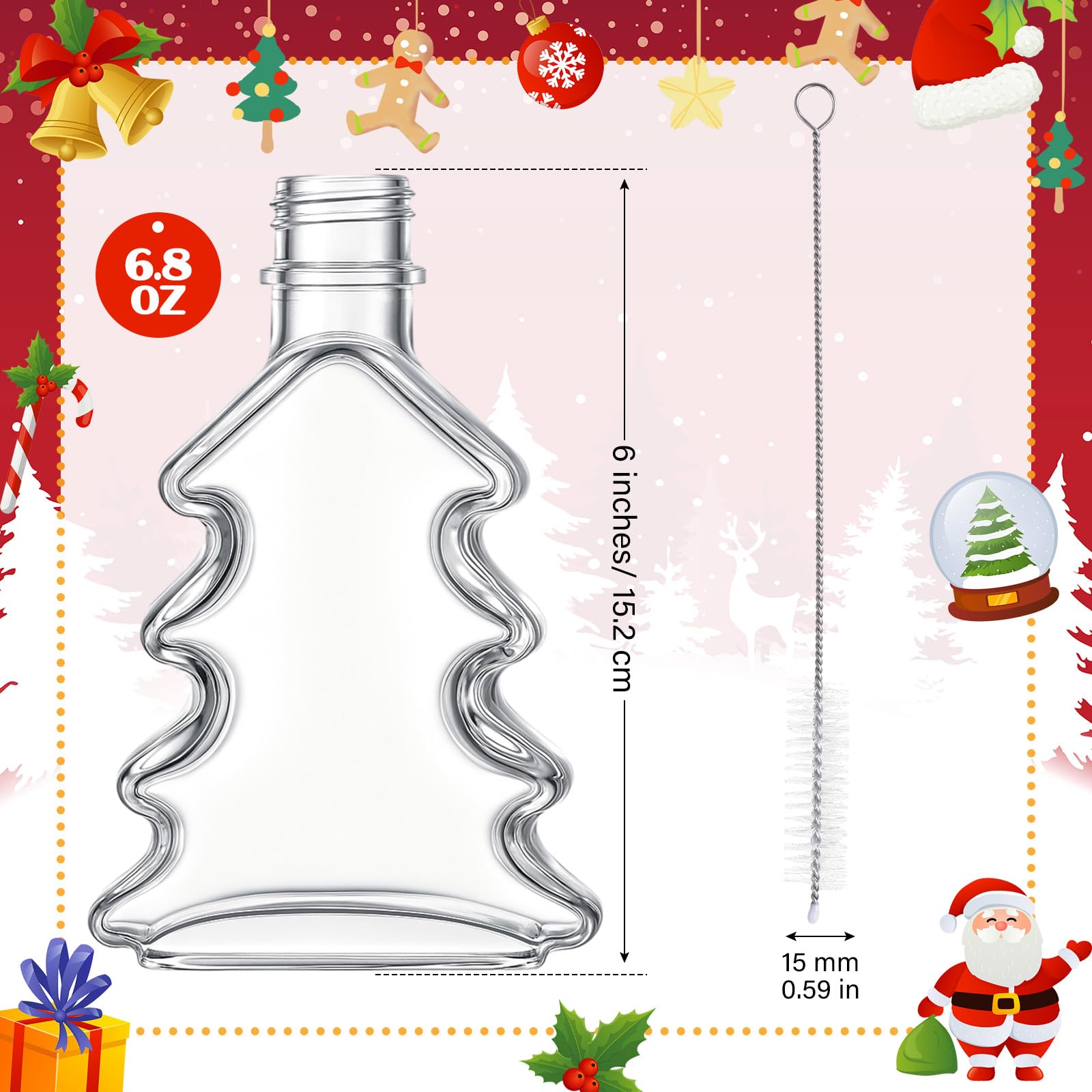 Conjunto Vesici frascos vidrio navidad para jarabe, diseño festivo y práctico