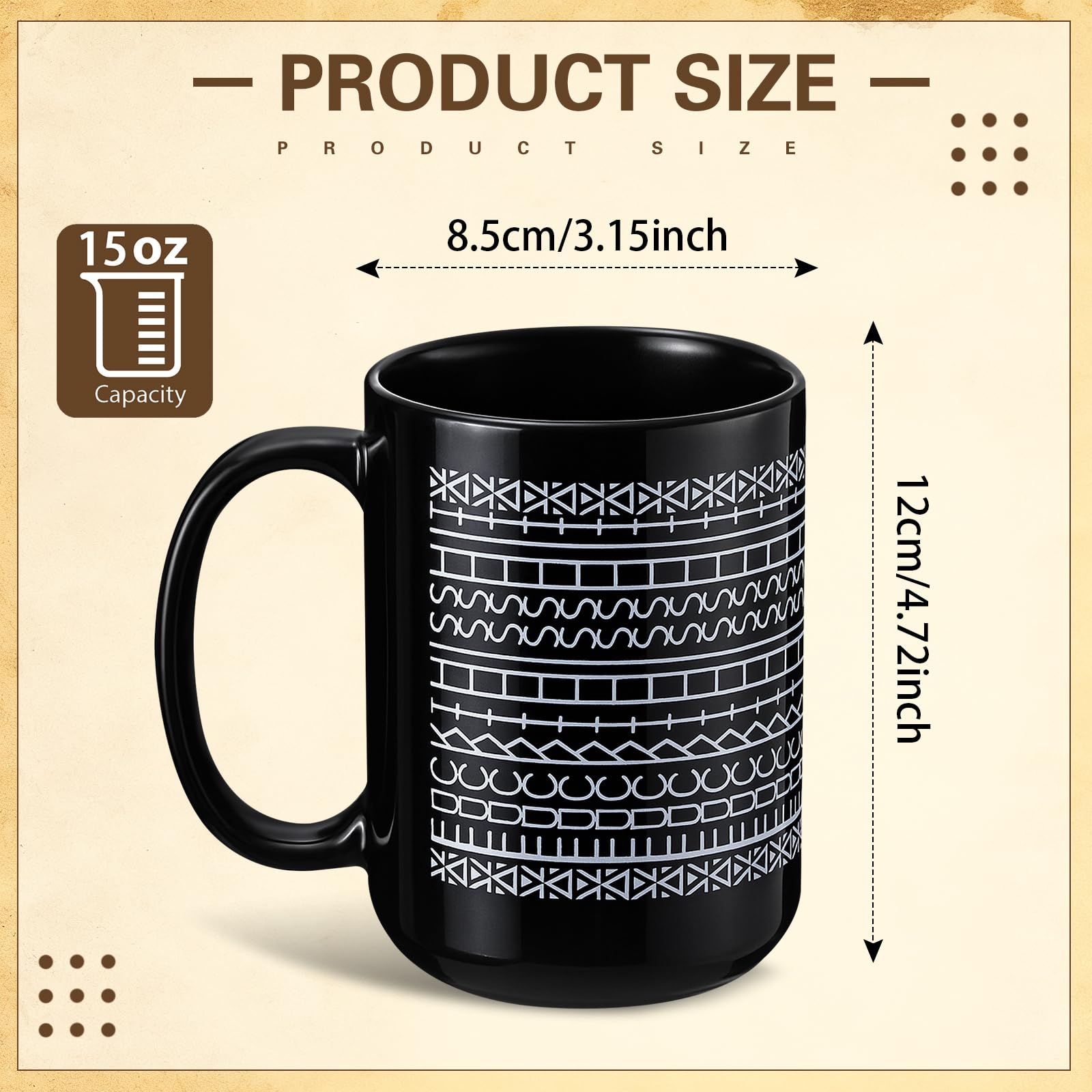 Taza Vesici cerámica blanco negro lista para uso diario